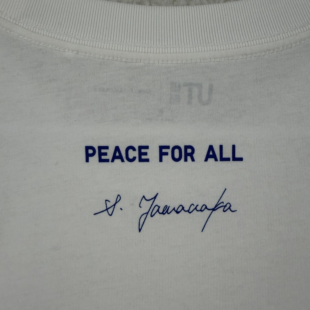 Uniqlo UT Shinya Yamanaka Shirt Mens XL White Peace For All Graphic T-Shirt - Picture 5 of 8